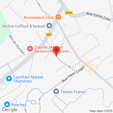 Carte Google Maps affichant la position de la structure